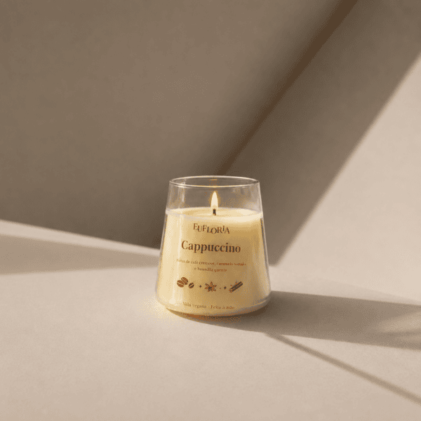 vela de inverno Cappuccino 200 g artesanal com cera vegetal de coco e pavio de algodão
